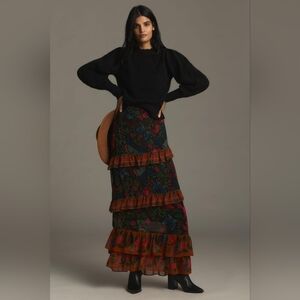 Farm Rio x Anthropologie Garden Tiered Maxi Skirt Medium